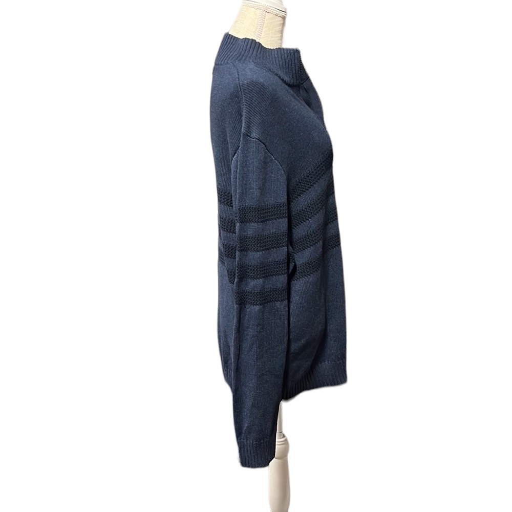 NWT Tahari Long Sleeve 1/2 Zip Sweater Blue Black Stripes Mens Size XL - Picture 5 of 8